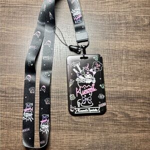 Kuromi Black Hard plastic lanyard ID/Badge holder NWT